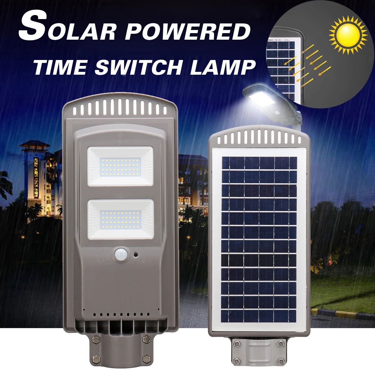 

40W Solar Powered Panel LED Solar Street Light All-in-1 Time Switch Waterproof IP67 Wall Path Lighting Lamp for Outdoor Garden