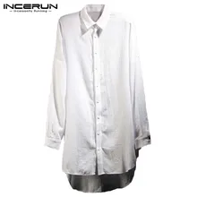 Новинка, INCERUN, плащ в стиле панк, мужские рубашки, белые длинные топы с длинным рукавом в стиле хип-хоп, Harajuku, мужская повседневная футболка, Camisas Hombre Blusas