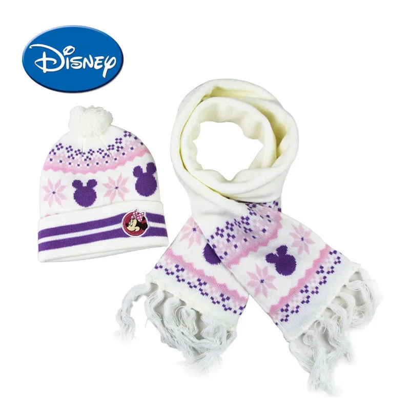 

Disney Mickey Mouse Kids Soft Acrylic Scarf And Hat For Baby Comfortable Set For Girls