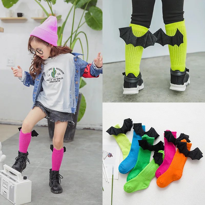 

Cotton Kids Socks Baby Heap Socks Children High Socks Fashion Wing Design Girls Boys Socks
