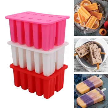 

DIY Ice Cream Cube Tools Silicone Ice Cream Tubs Popsicle Maker with 50 Sticks Pop Lolly Frozen Mold With Cover Tray Bags