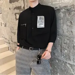 2019 Новые поступления Весна и Лето Корейская версия пары повседневная мужская рубашка с коротким рукавом Harajuku уличная