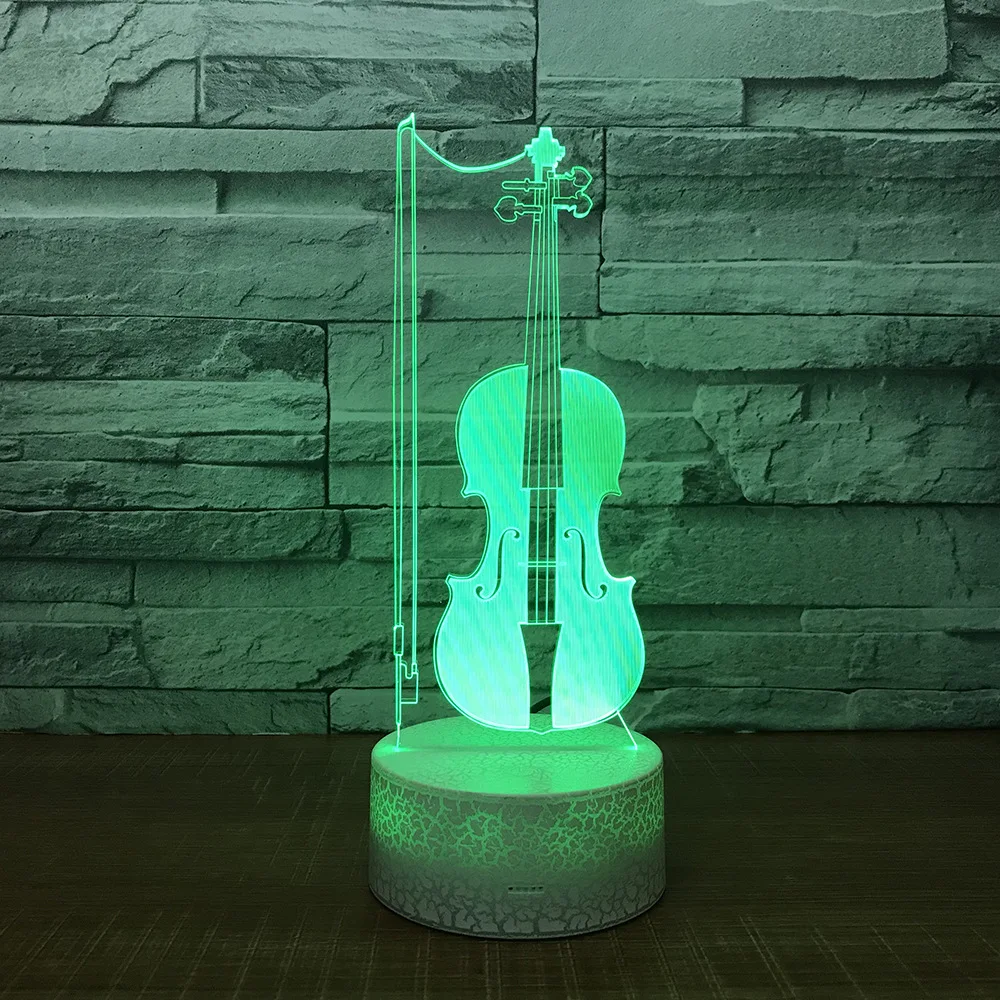Продукты скрипка 3D Ночная лампа Новинка и уникальный 7 цветов Настольная сенсорная 3d осветительная лампа Новинка Luminaria Led ночник