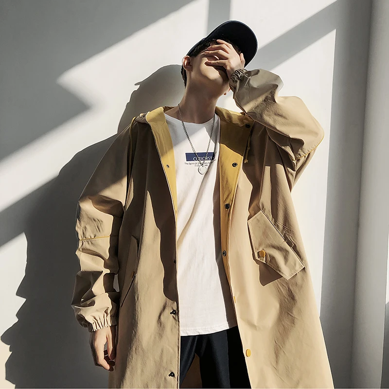 

Men's Jacket New Spring 2019 Long Sleeve Loose Hip Hop Cap Fashion Vigorous Men's Wear