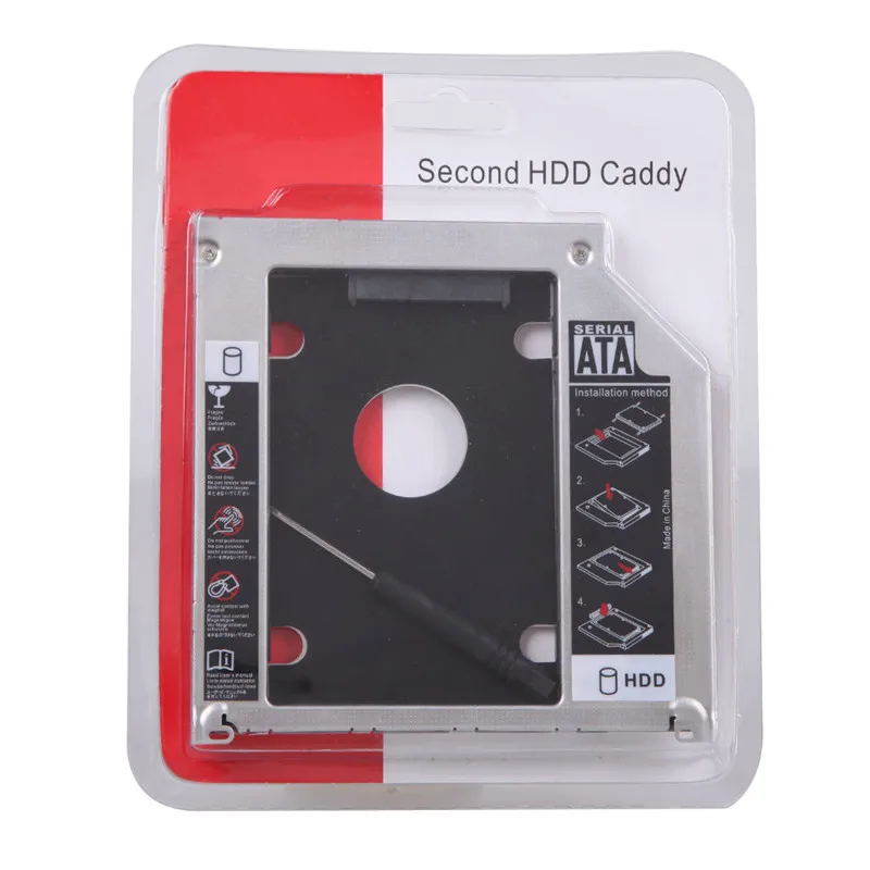 

Universal 9.5mm SATA 2nd Hard Drive Enclosure Aluminum Second HDD Caddy 2.5" SSD Case for CD/DVD-ROM Optical Bay