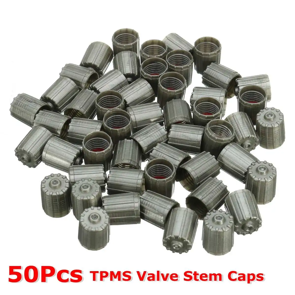

50pcs ABS Top TPMS Tire Valve Stem Caps Cover Kit Gray For Car Truck Motorcycle