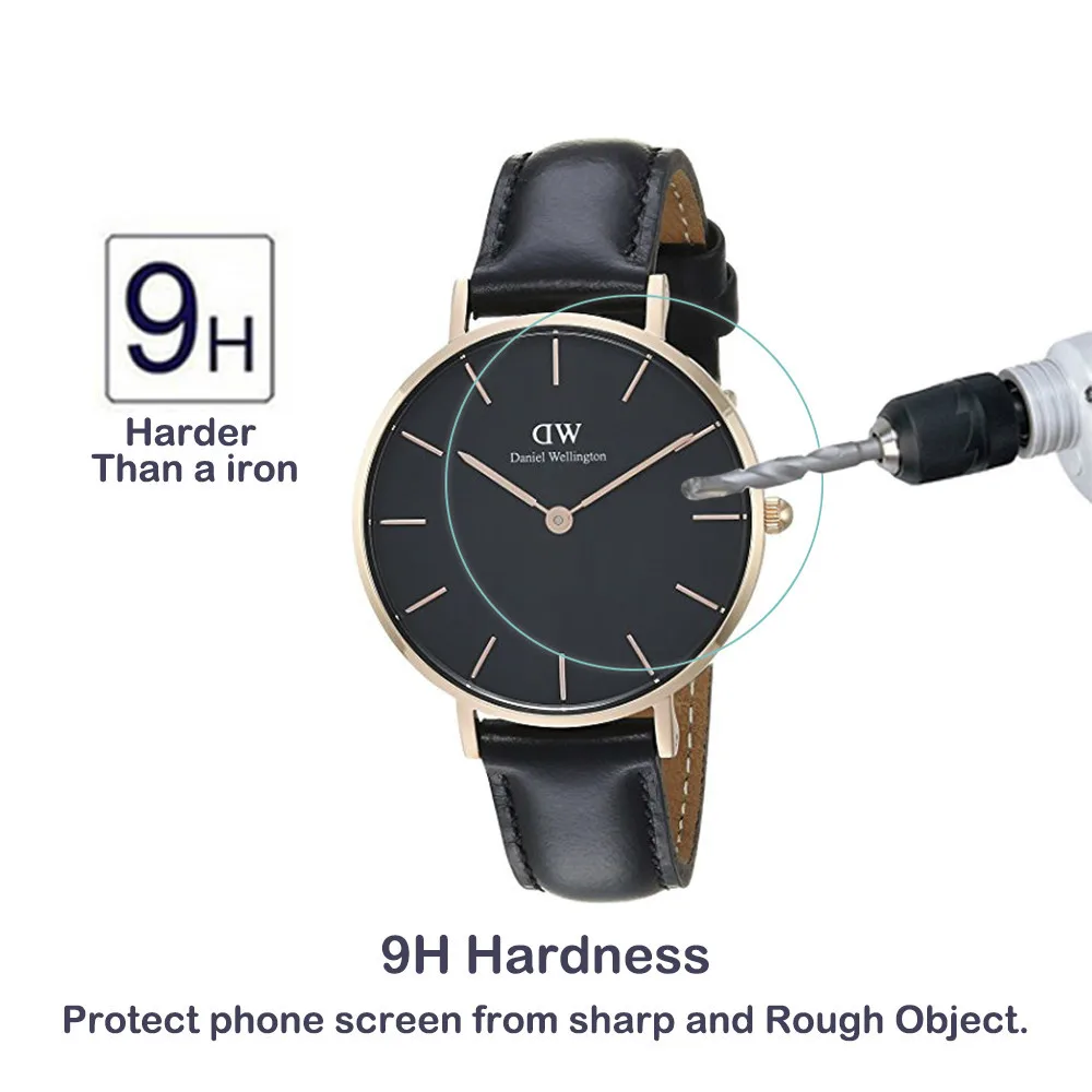 2 упаковки для Daniel Wellington DW 32 мм 34 мм 36 мм 38 мм 40 мм 0,3 мм 2.5D 9H прозрачное закаленное стекло для защиты экрана Смарт-часы ЖК-пленка