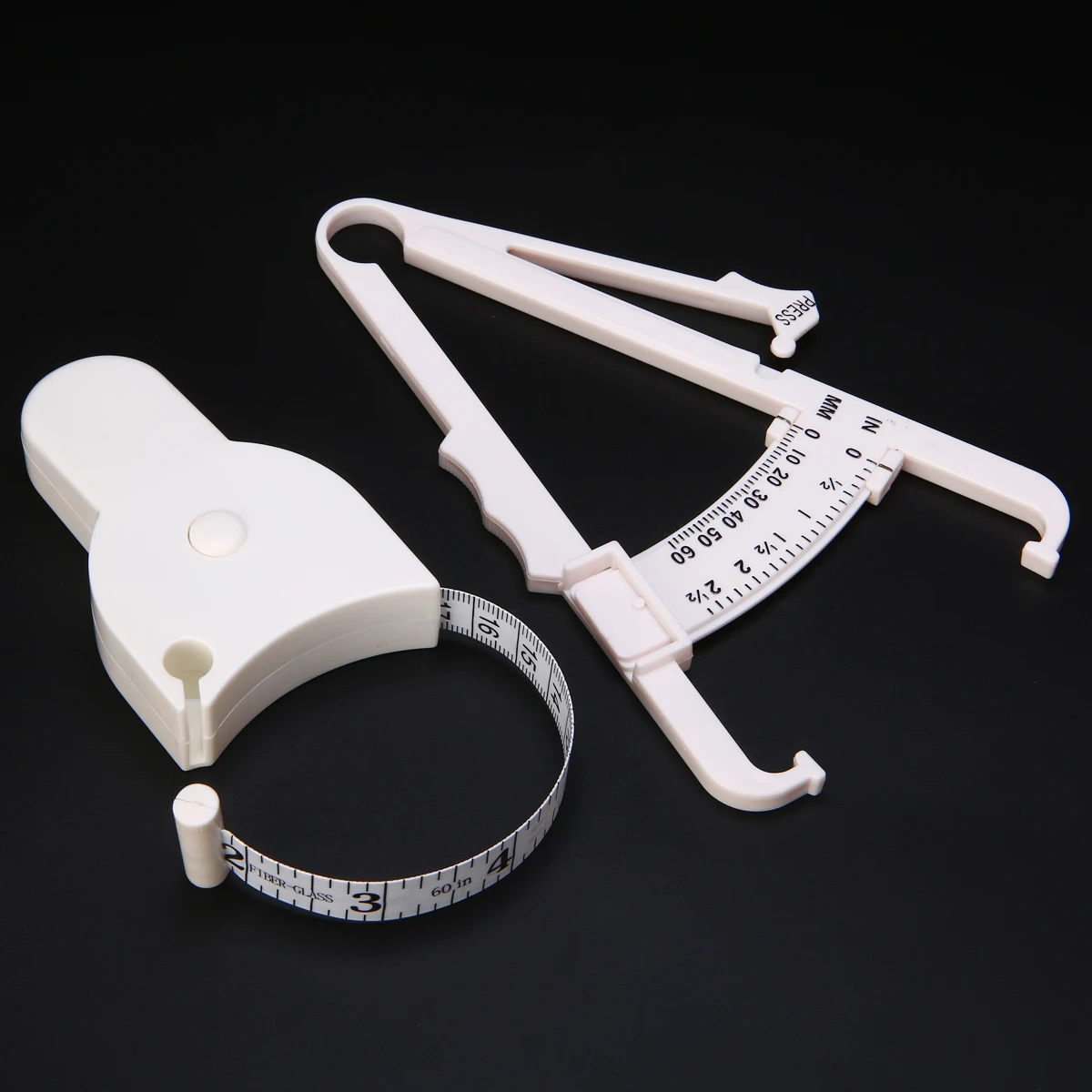 2Pcs/Set White PVC Body Fat Caliper Measuring Tape Tester Lightweight Fitness Lose Weight Equipmnet For Body Building