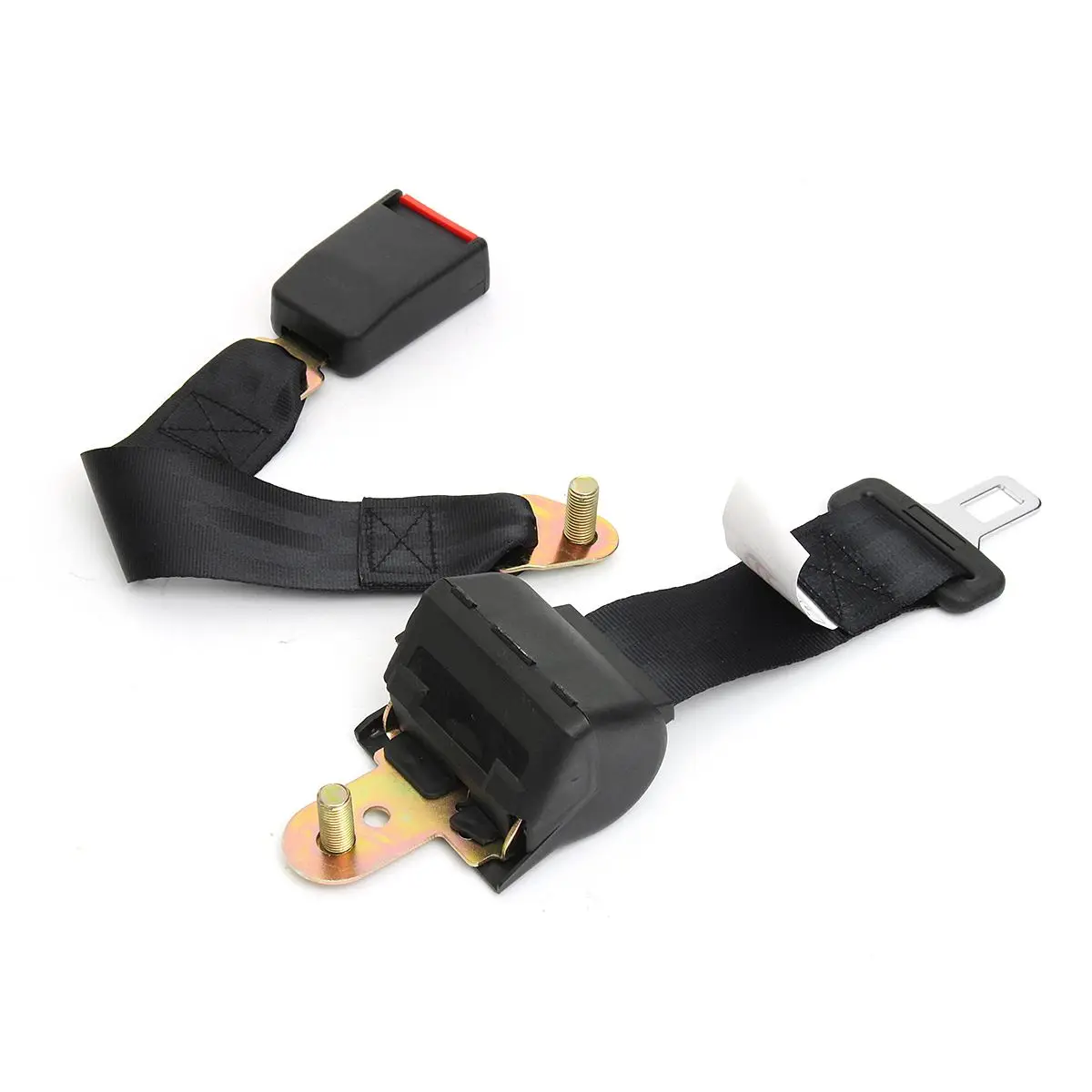 Universal Black Retractable 2 Point Auto Car Seat Belt Safety Strap Adjustable