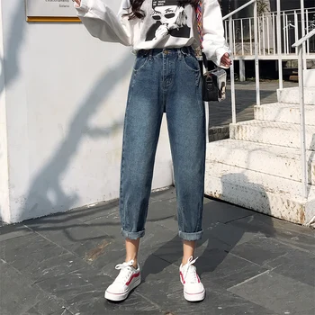

2019 New spring vintage harlan BF jeans pants Vintage high waist jeans new womens pants loose denim pants 910#
