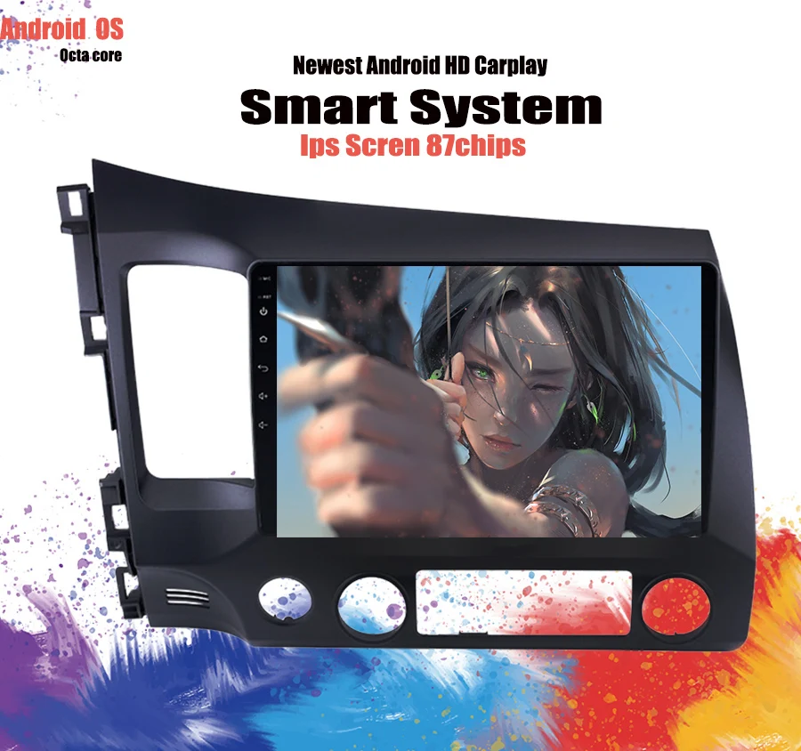 Excellent 2Din Android 9.1 10.1" Car Radio Stereo For Honda Civic 2006 2007 2008 2009 2010 2011 GPS Navigation Multimedia Audio Player 3