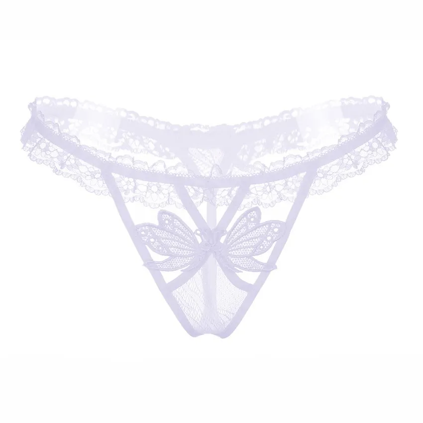 Женские сексуальные кружевные трусики стринги G String с вышивкой бабочки нижнее