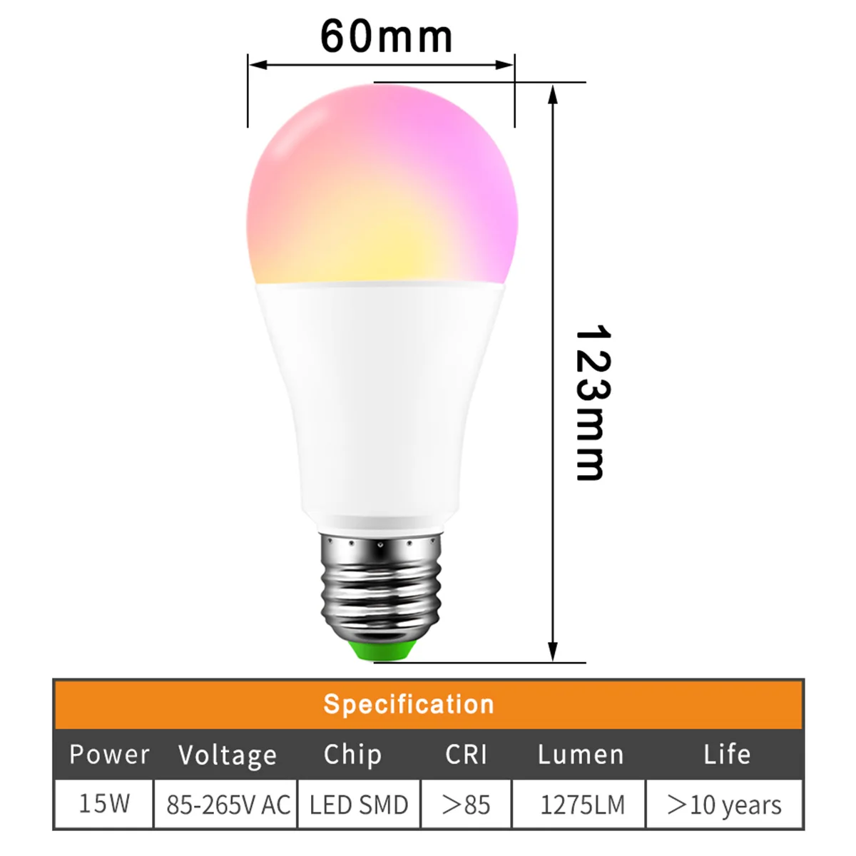 Волшебная RGB умная Светодиодная лампа 15 Вт E27 домашняя Bluetooth с цветным затемнением