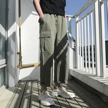 

Spring New Joggers Pants Men Fashion Solid Color Waist Drawstring Casual Tooling Wind Pants Streetwear Hip Hop Loose Sweatpants
