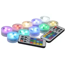 Подводные светодиодные лампы беспламенные светодиодные свечи Чай огни 1," круглые cr2450 Батарея работает супер яркий белый, теплый белый, RGB светодиодный