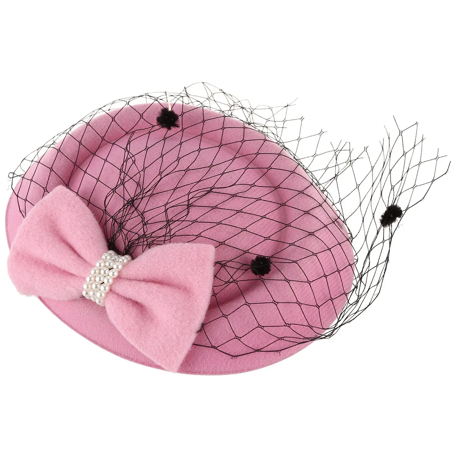 

Women's Fascinators Hat Pillbox Hat Cocktail Party Hat with Dot Veil Bowknot Hair Clip Royal Blue