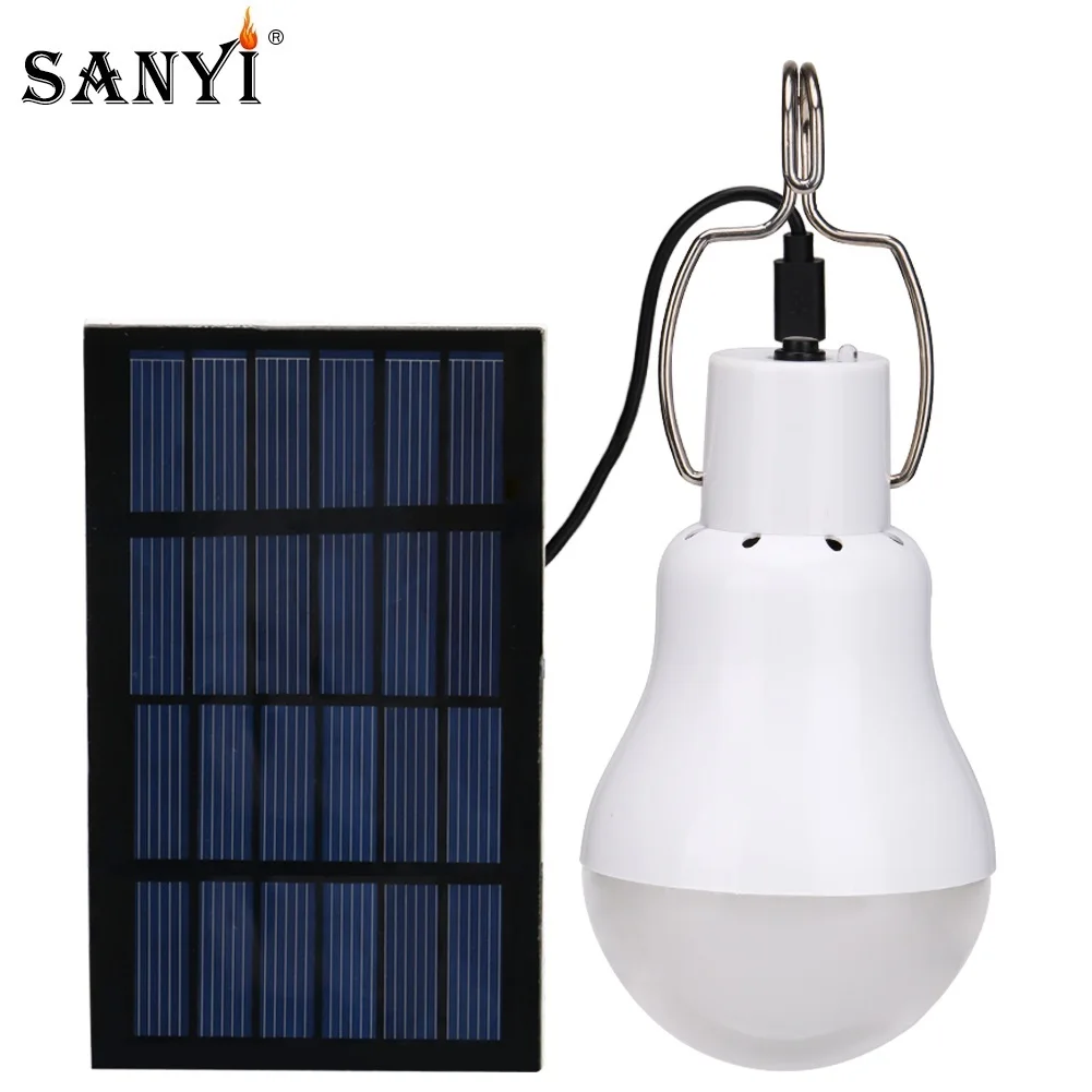Solar Panel Powered LED Lights Bulb Portable Outdoor Camping Tent Fishing Lamps 