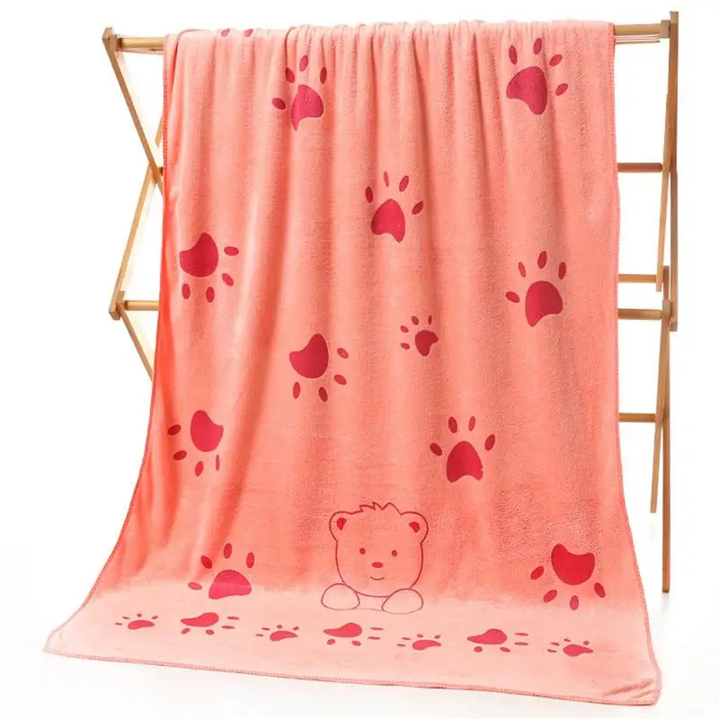 

140x70cm / 55.12 * 27.56in Superfine Fiber Paw Prints Printed Water - absorbing Soft Quick-dry Bath Towels Beach Towels