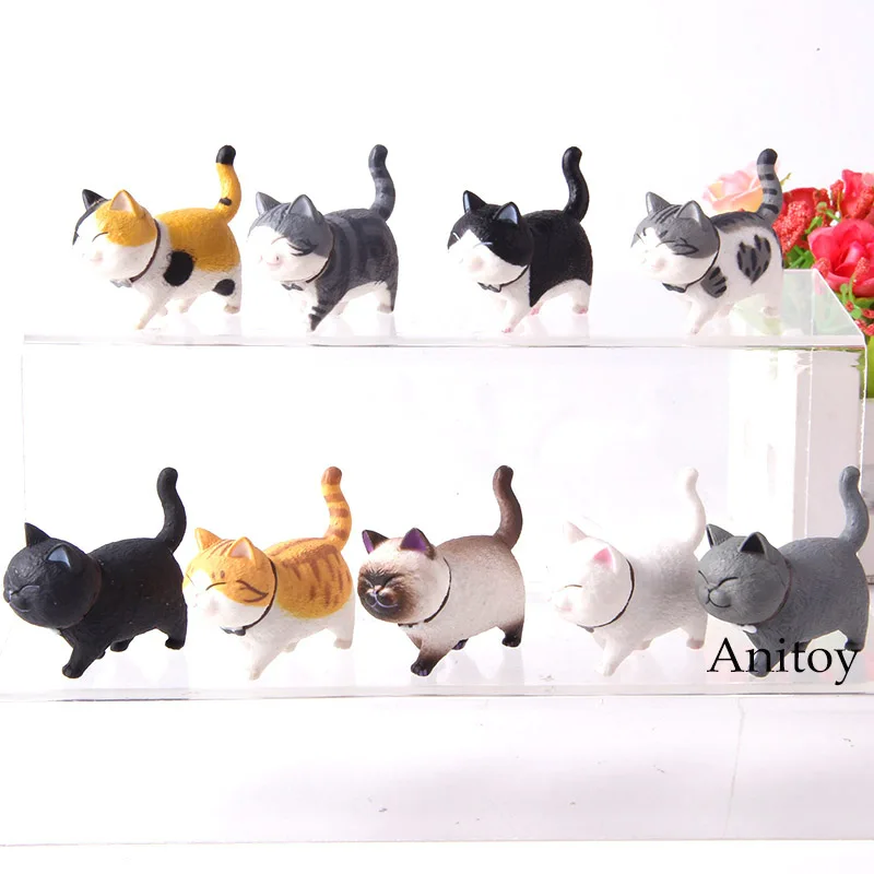 

9pcs/set Cartoon Kawaii Cat Bells Neko Cats Animal Model Action Figure Collection Toy Doll