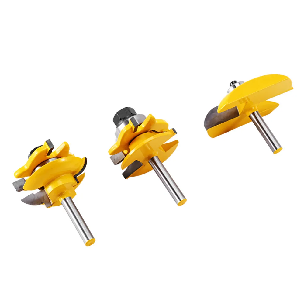 

Hot 3pcs/set 1/4'' Shank Round Rail Stile Router Bits Set Cove Raised Panel Cutting Tools