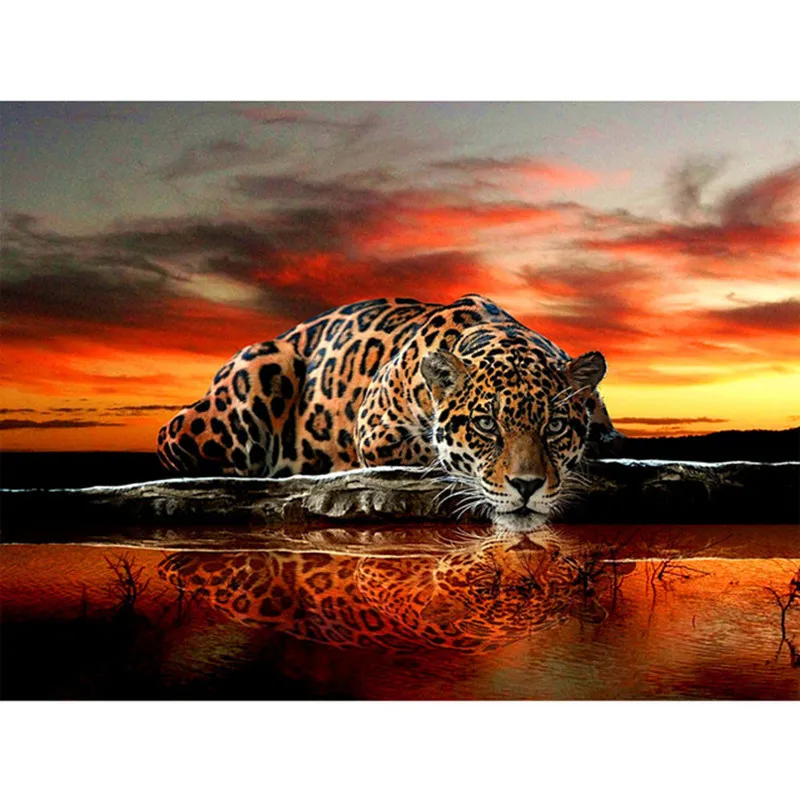 Full Drill Square Diamond 5D DIY Painting&quotLeopard Tattoo Tiger&quotDiamond Embroidery Cross Stitch Rhinestone Mosaic Paintin | Дом и сад