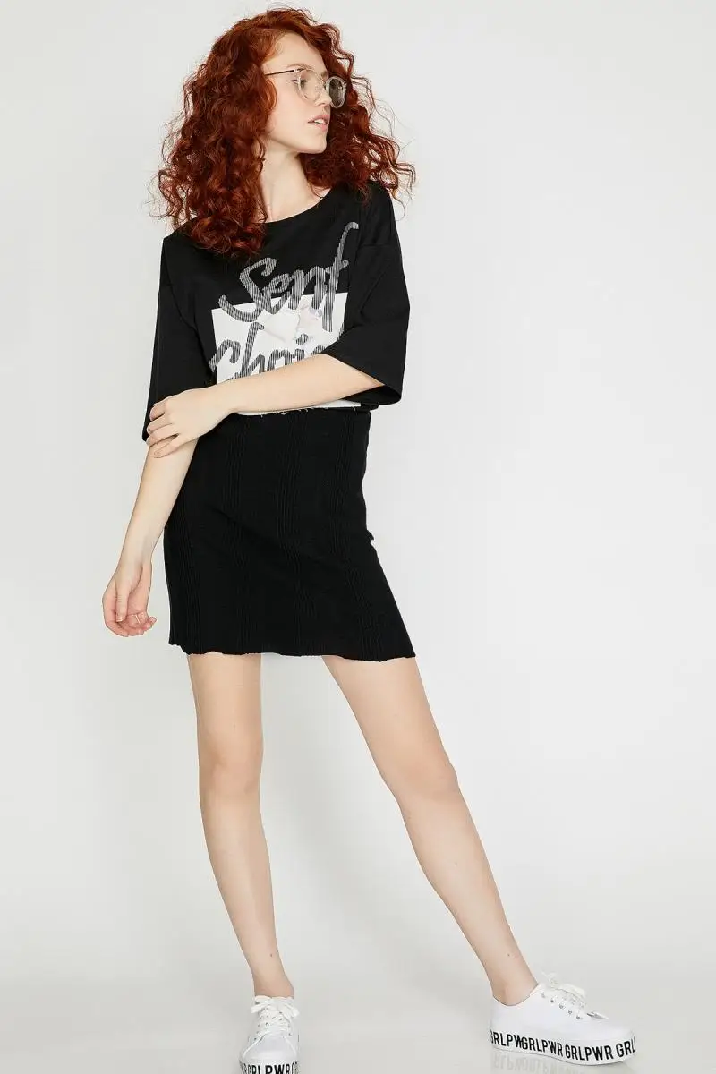 

Koton Women Black Skirt 7YAK92046HT
