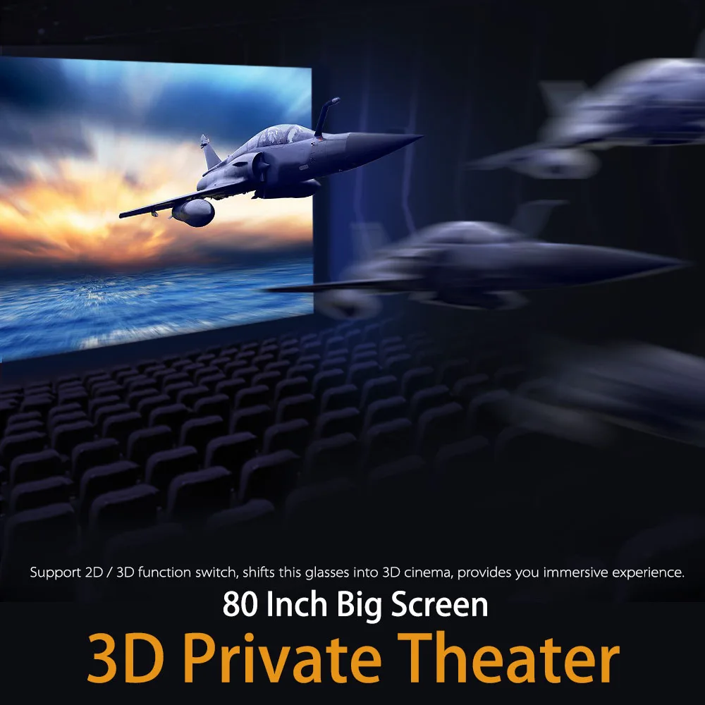 Смарт Android WiFi 3D очки 80in широкий виртуальный экран видео частный кинотеатр с 5MP HD