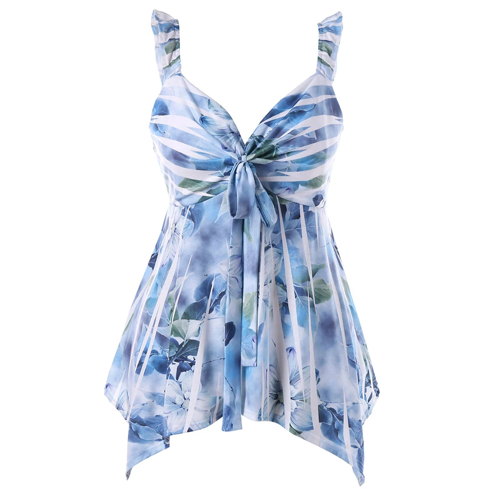 

Wipalo 2019 Women Summer Plus Size Foral Ruffle Tank Top Sweetheart Neck High Waist Asymmetrical Casual Tank Tops 5XL Crop Top