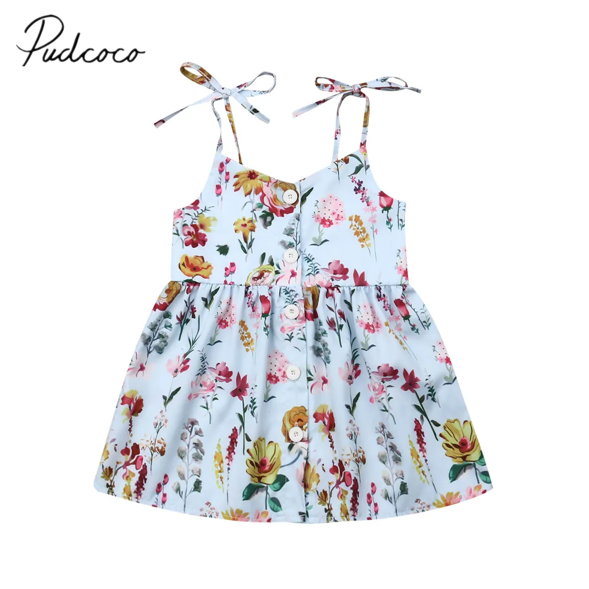 

2019 Children Summer Clothing Toddler Baby Girl Mini Dress Halter Floral Party Tutu Dress Sleeveless Sundress Clothes 6M-4T