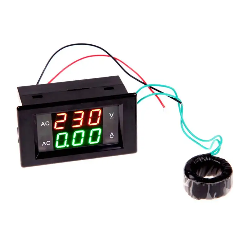 

AC Digital Ammeter Voltmeter Panel Amp Volt Voltage Current Meter Tester Double LED Display 100A 300V 110V 220V