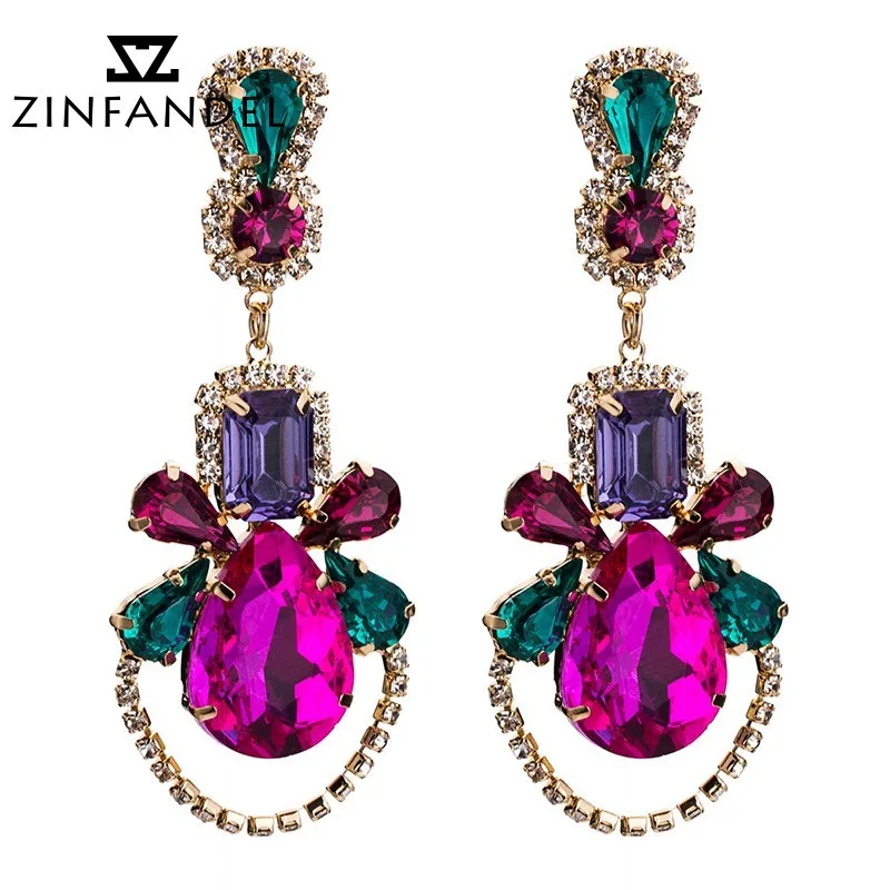 

ZINFANDEL Big Alloy AcryLic Flower Earrings Woman Fashion Temperament Vintage Bohemia Party Wedding Earing Jewelry Accessories