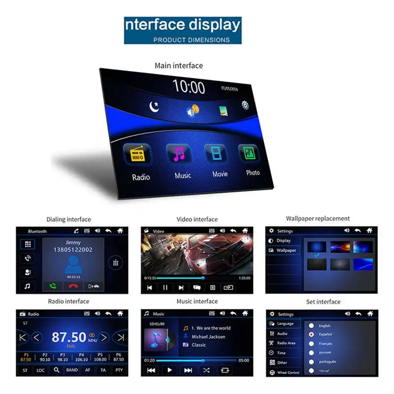 

7" Car Car MP5 Player Stereo RDS AM FM Radio GPS Navigation Retractable 1 DIN Touch Screen USB Bluetooth Receiver 9601