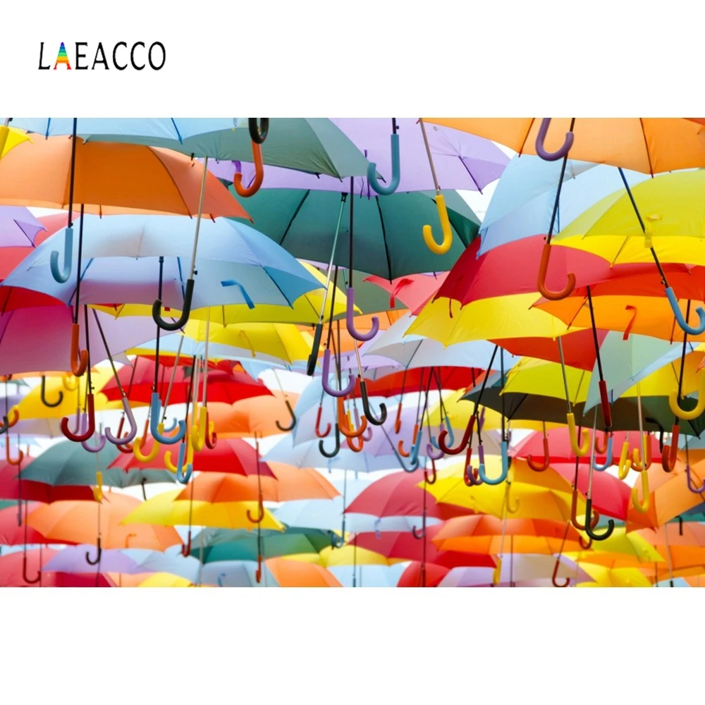 

Laeacco Umbrella Colorful Fly Sky Backdrop Photography Backgrounds Customized Photographic Backdrops For Photo Studio