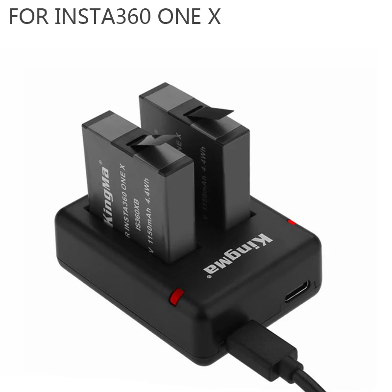 

Optional Insta360 One X Camera Accessories 2pcs 1150mAh One X Chargeable Battery+Micro/Type-C Port Dual Charger/Battery