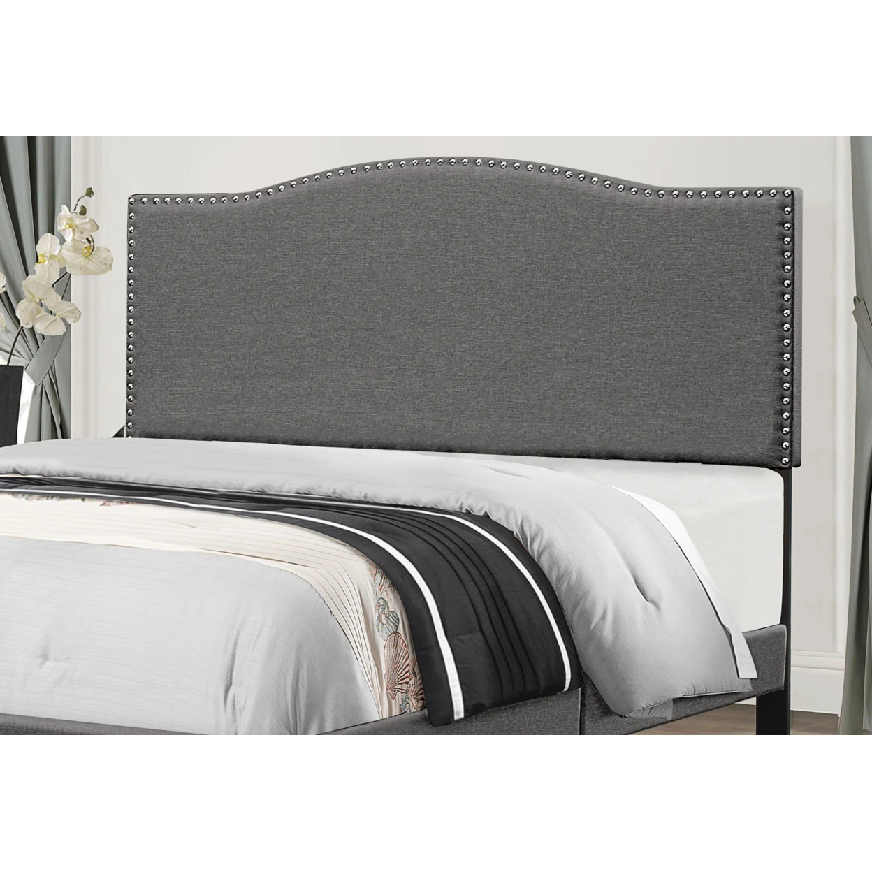 Kiley Headboard Full/Queen Stone Fabric Metal Headboard Frame Not