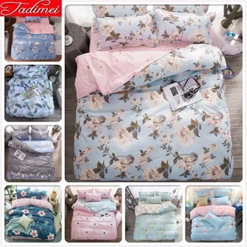 

Duvet Cover Sheet Pillowcase 3/4 Pcs Bedding Set Adult Kids Soft Cotton Bed Linen Single Twin Full Queen King Big Size Bedspread
