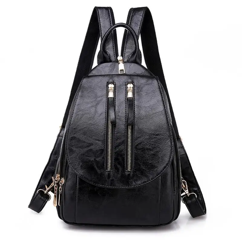 

Pu Leather Women Backpack Irregular Solid Color Backpacks Teenage Girls Travel Shoulder School Bags Trendy Black Mochila Feminin