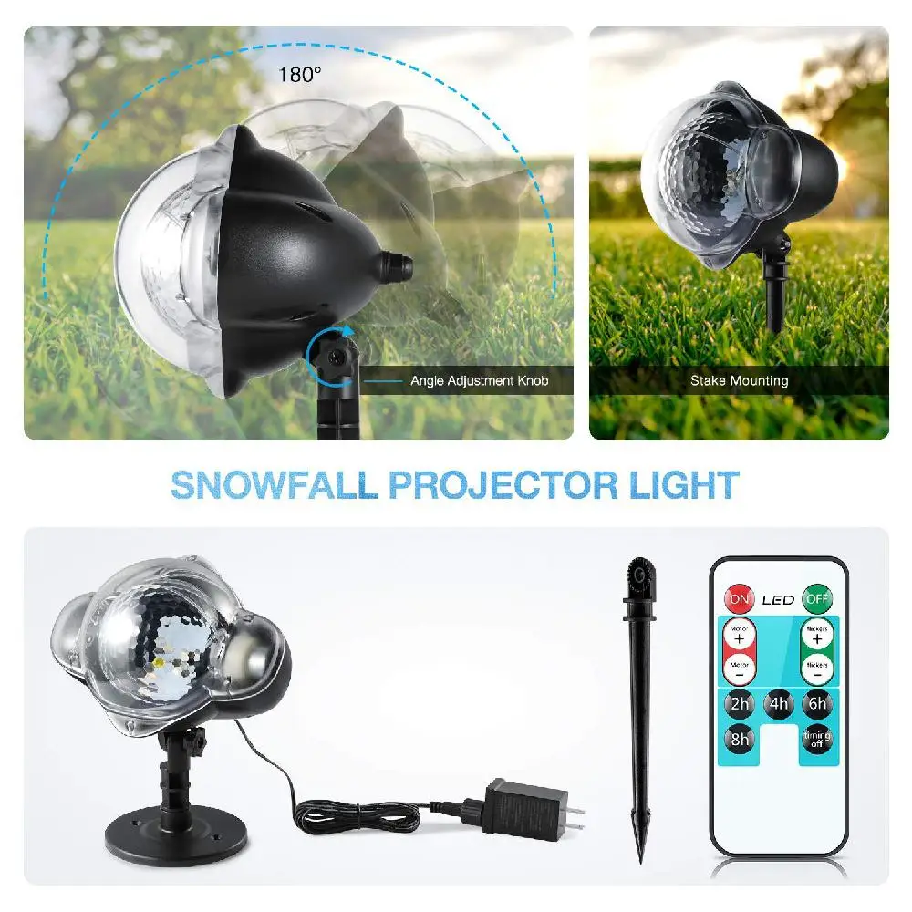 SOLLED LED Waterproof Snowfall Light Projector with Remote Control Snow Falling Light for Indoor Outdoor Christmas Halloween SOLLED LED Waterproof Snowfall Light Projector with Remote Control Snow Falling Light for Indoor Outdoor Christmas Halloween