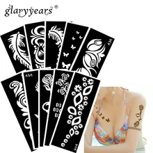 10 шт./компл. для нанесения хны и тату трафарет с рисунком в виде пера Рисование пастой леди боди-арт тату трафарет пикантный товар Водонепроницаемый HN#54