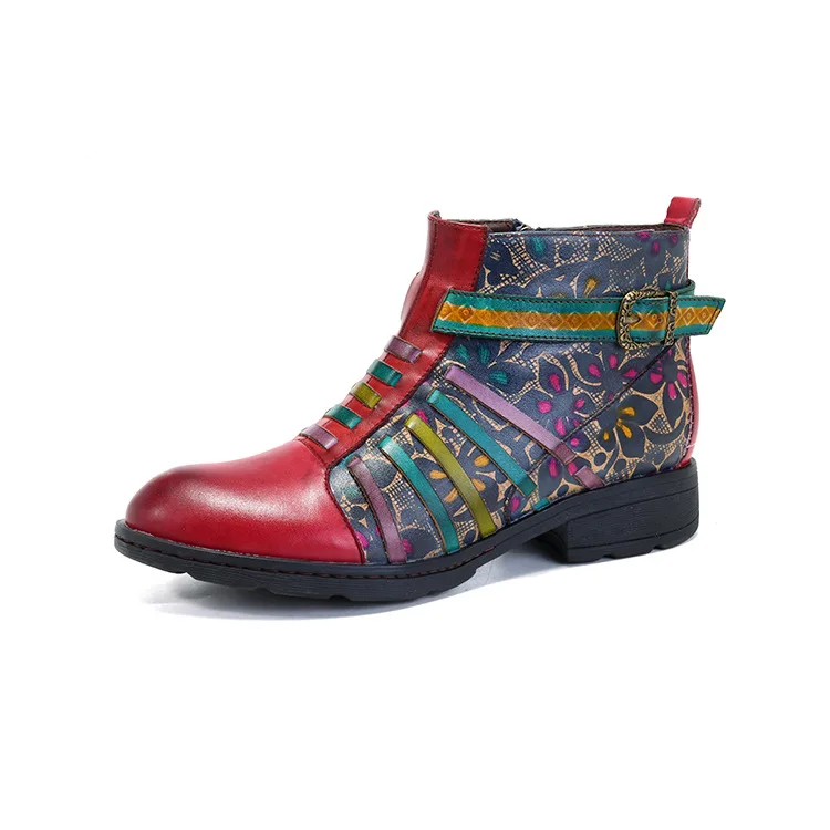 

Genuine Women Boots Handmade National Style Platform Boots Fashion Leather Boots Women Special Winter Shoes Women