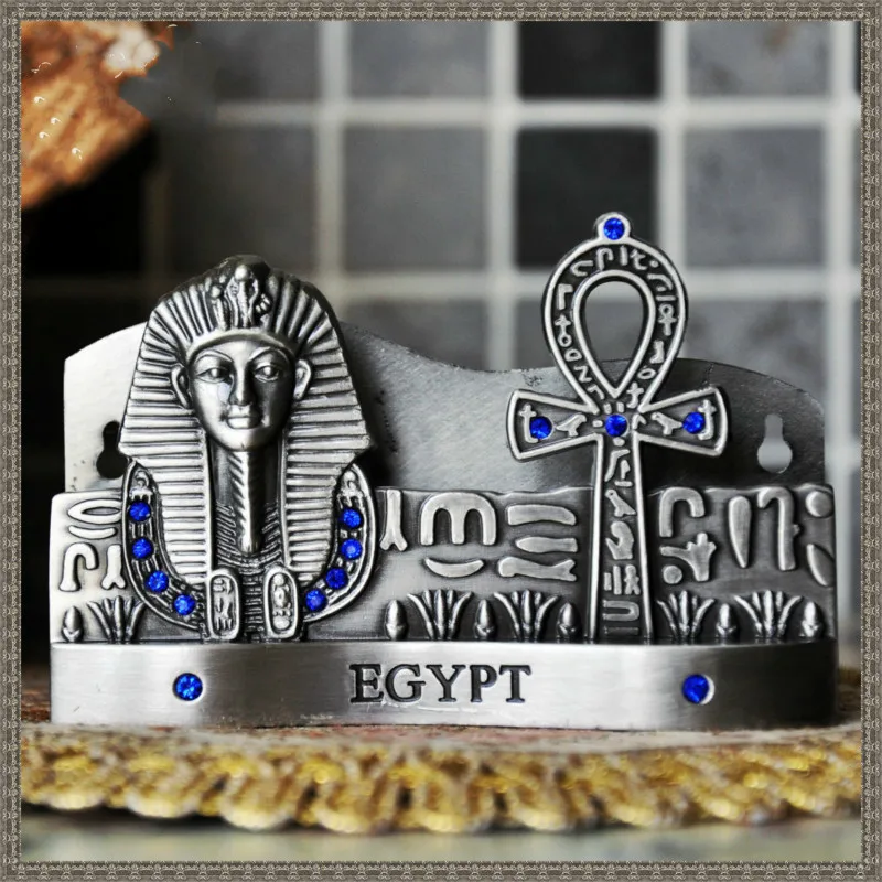 Ancient Egypt Business Card Holder Desktops Mini Office Table Decoration Metal Figurine