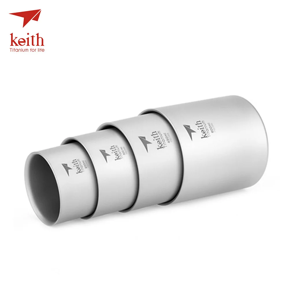 Кейт Ti3501 4 шт 0.22L/0.3L/0.45L/0.6L Сверхлегкий титановая кружка чашка с двойными стенками