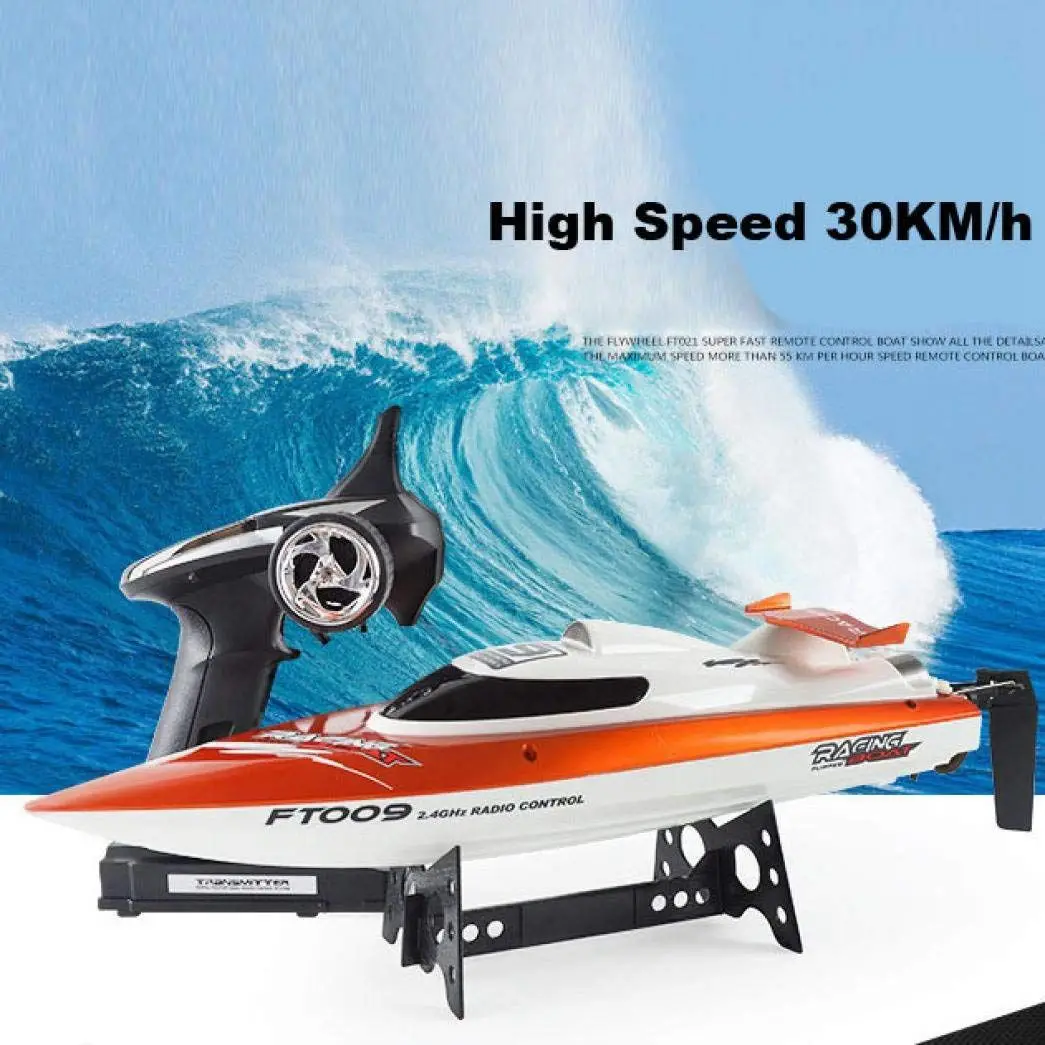 Feilun EU Plug FT009 2.4GHz 4 Channel Water Cooling High Speed Racing RC Boat Gift (orange)