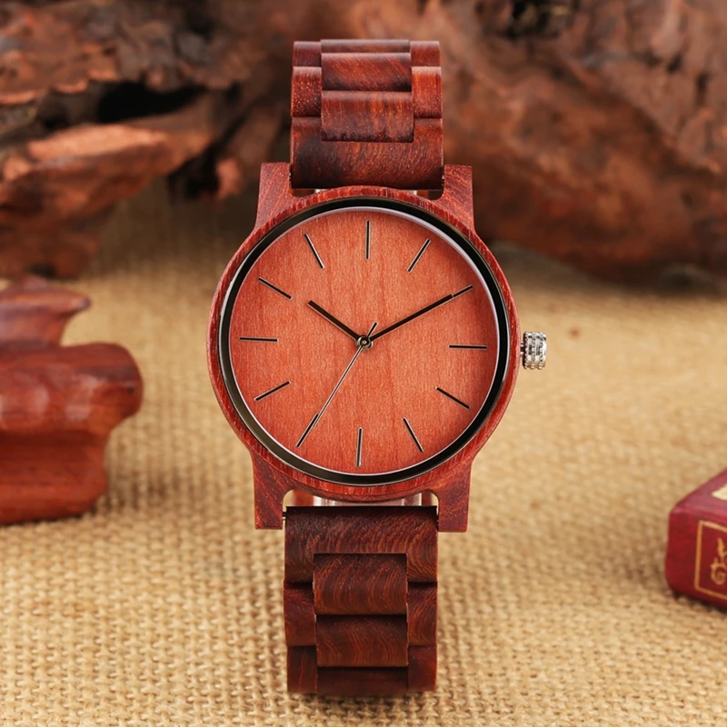 

Supper Light Wooden Watch for Men Adjustable Red Sandalwood Strap Clock Male Watch Ladies Quartz Wristwatches Relogio Masculino