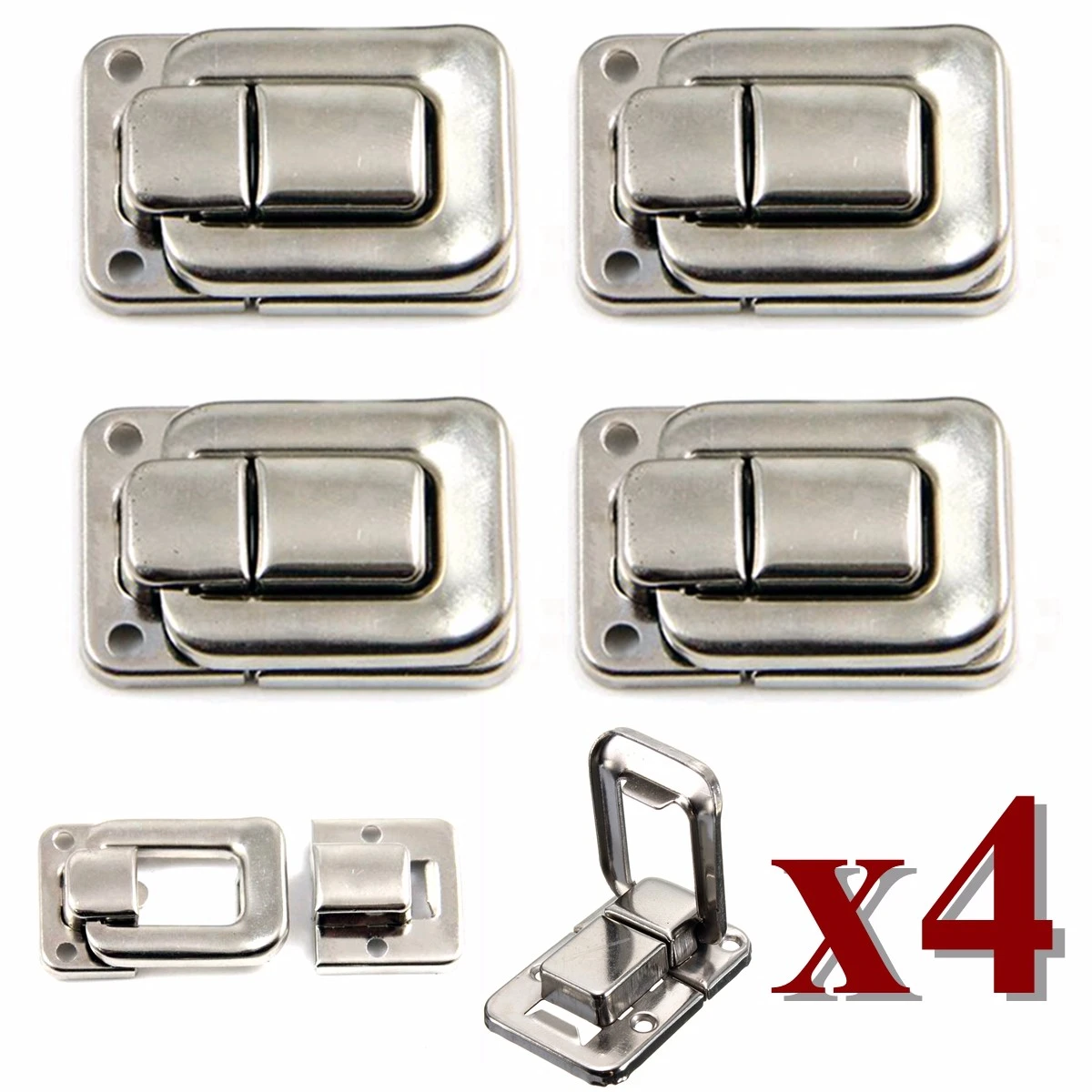 Ideal Peixiang Smoothly 4X Fastener Toggle Lock Latch Catch 37mm x 25mm for Suitcase Case Boxes Chests Trunk Nickelage Color : 1 Pieces Color : 1 Pieces 