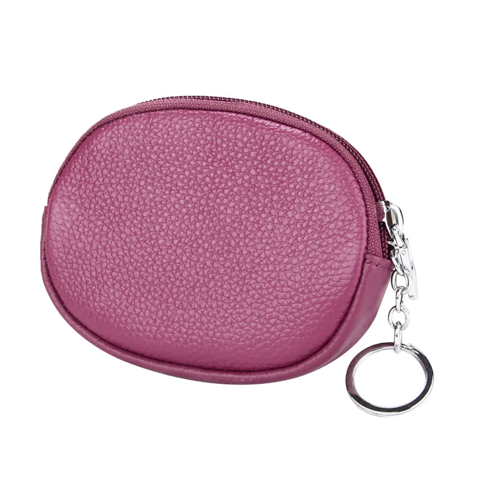 Fashion Mini Wallet Solid Round Zipper Purse Card Holder Bag Real Leather Small Coin Purse For ...