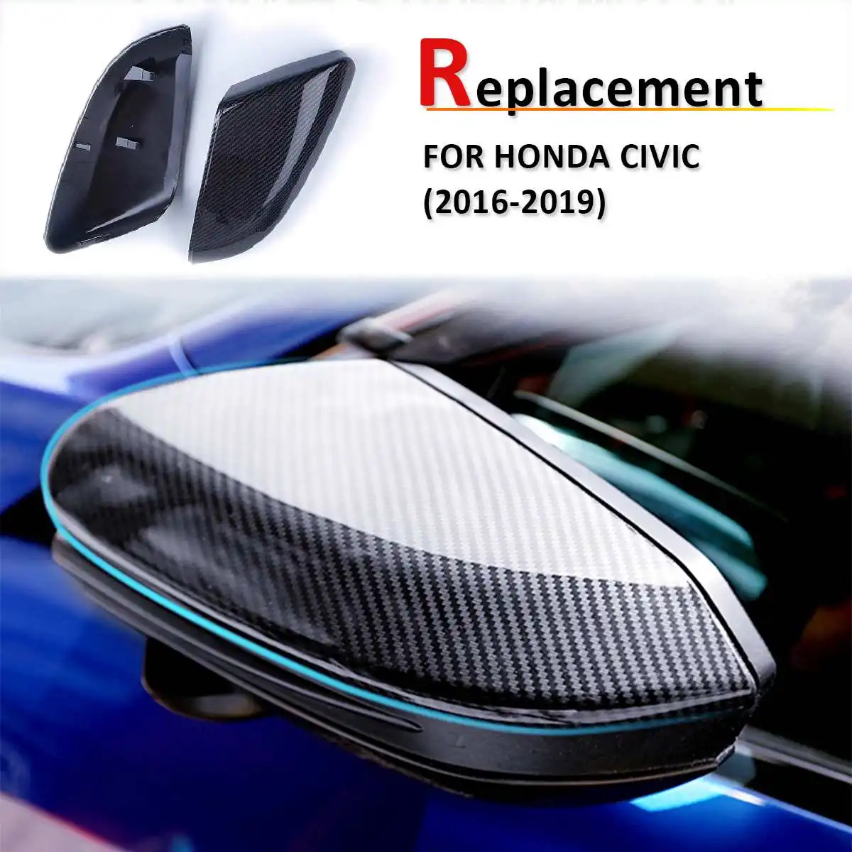 Для Honda Civic 2016 2017 2018 Сменные крышки для зеркала заднего вида из углеродного