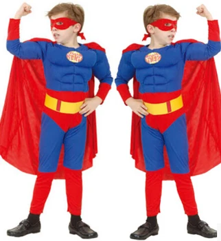

110-140cm new fashion for kid boy child superman Costume Superhero Children's Halloween Cosplay Costumes Boys Kids party gift