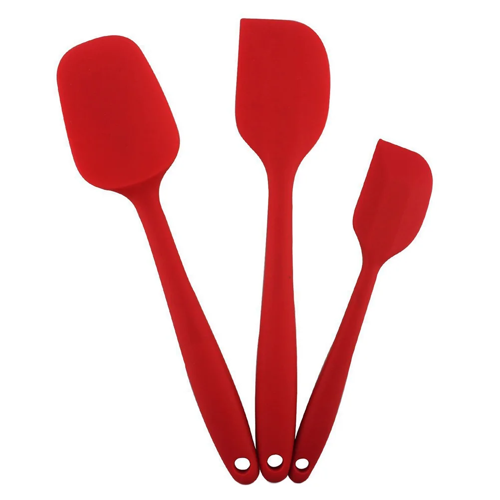  3pcs Multifunction Silicone Spatula Soft Grip Scraper Cutter Kitchen Gadget Baking Tools for Butter