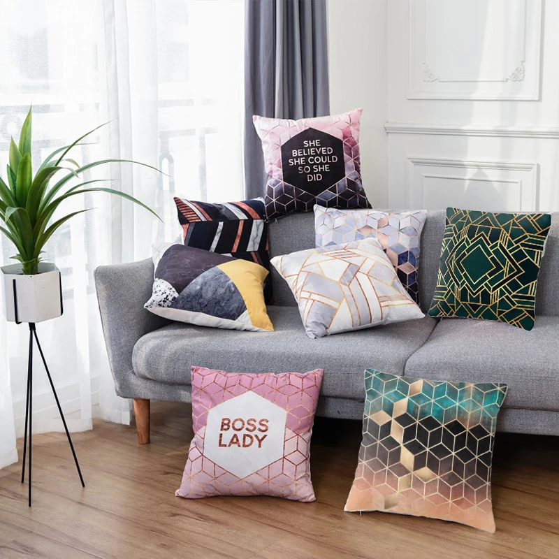 

Pillows Cover Geometric For Polyester Black And White Nordic Style Pillow Case 1PC